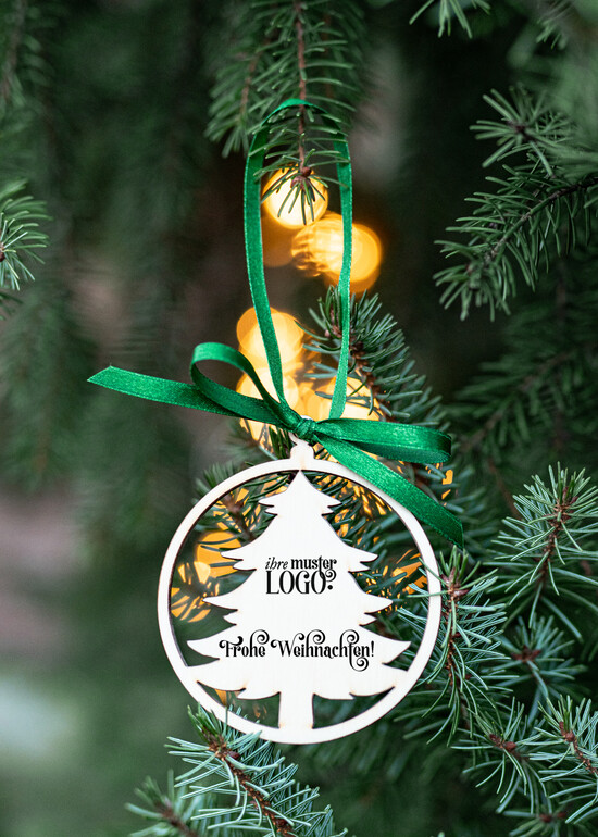 étiquette pendentif en bois Étiquettes de Noël exclusives en bois avec logo d'entreprise personnalisé, pendentifs en bois avec ruban pour cartes de Noël d'entreprise, avec rubans, personnalisées pour entreprises 05/holzWA/tag