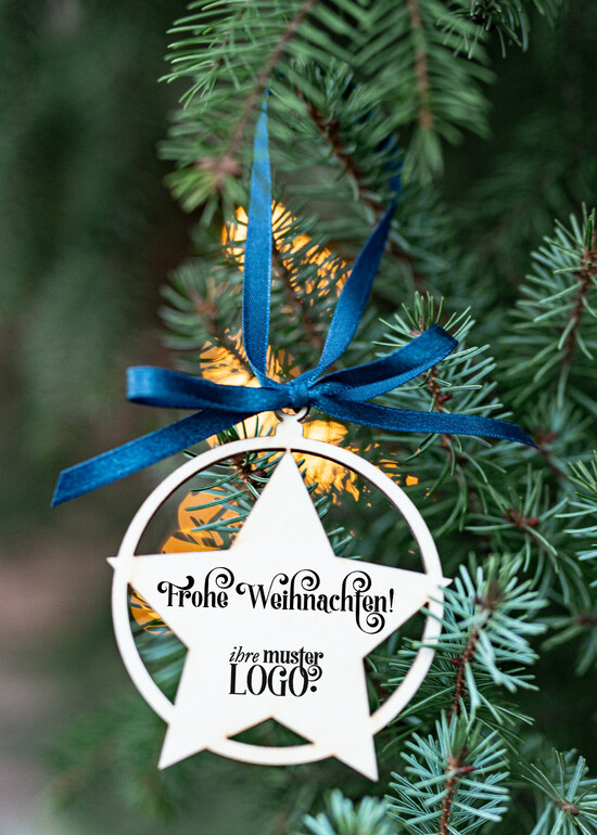 étiquette pendentif en bois Étiquettes de Noël exclusives en bois avec logo d'entreprise personnalisé, pendentifs en bois avec ruban pour cartes de Noël d'entreprise, avec rubans, personnalisées pour entreprises 03/holzWA/tag
