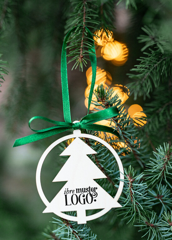étiquette pendentif en bois Étiquettes de Noël exclusives en bois avec logo d'entreprise personnalisé, pendentifs en bois avec ruban pour cartes de Noël d'entreprise, avec rubans, personnalisées pour entreprises 04/holzWA/tag