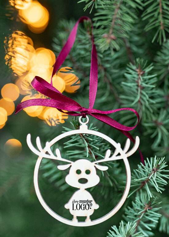 étiquette pendentif en bois Étiquettes de Noël exclusives en bois avec logo d'entreprise personnalisé, pendentif en bois avec ruban, cartes de Noël d'entreprise, avec rubans, personnalisées pour entreprises 02/holzWA/tag