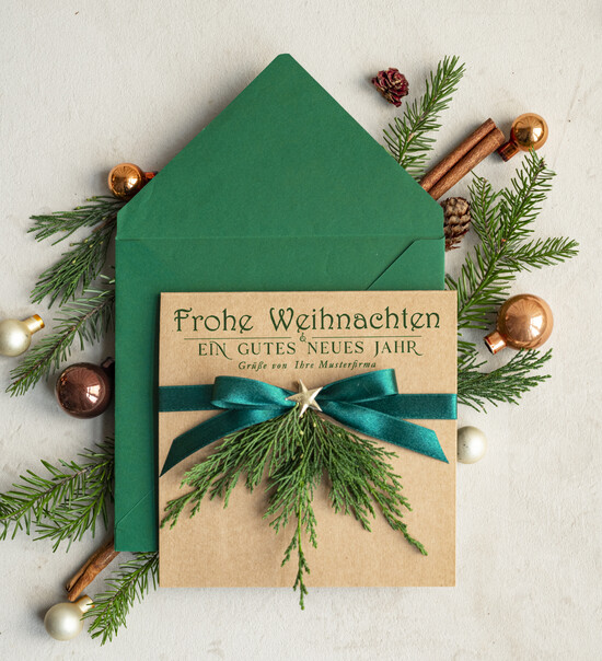 cartes éco Cartes de Noël d'entreprise, Carte de Noël exclusive et durable pour partenaires commerciaux avec logo & texte personnalisé, carte de Noël professionnelle, Noël professionnel 10/eco/Wkten