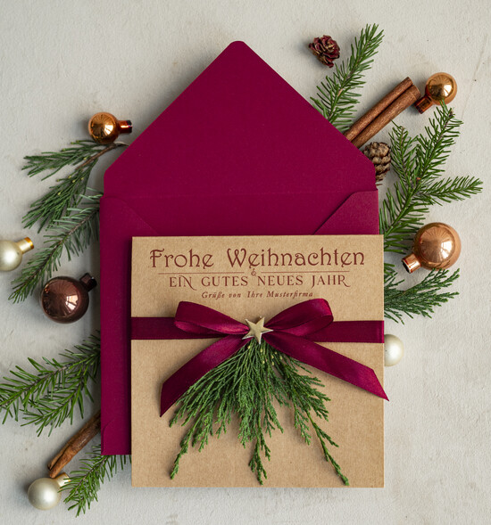 cartes éco Cartes de Noël d'entreprise, Carte de Noël exclusive et durable pour partenaires commerciaux avec logo & texte personnalisé, carte de Noël professionnelle, Noël professionnel 09/eco/Wkten