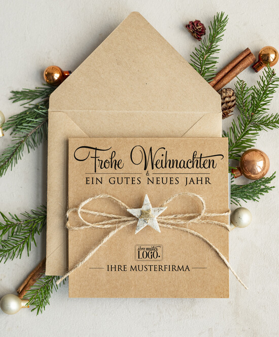 cartes éco Cartes de Noël d'entreprise, Carte de Noël exclusive et durable pour partenaires commerciaux avec logo & texte personnalisé, carte de Noël professionnelle, Noël professionnel 00/eco/Wkten