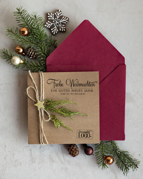 cartes éco Cartes de Noël d'entreprise, Carte de Noël exclusive et durable pour partenaires commerciaux avec logo & texte personnalisé, carte de Noël professionnelle, Noël en entreprise 03/eco/Wkten