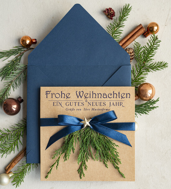 cartes éco Cartes de Noël pour entreprises, Carte de Noël exclusive et durable pour partenaires commerciaux avec logo & texte personnalisé, carte de Noël d'entreprise, Noël professionnel 08/eco/Wkten