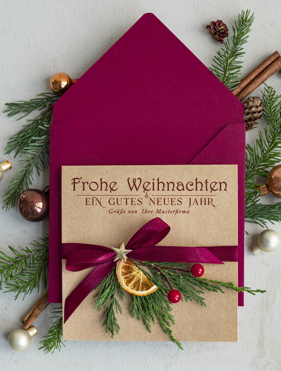 cartes éco Cartes de Noël d'entreprise, Carte de Noël exclusive et durable pour partenaires commerciaux avec logo & texte personnalisé, carte de Noël professionnelle, Noël professionnel 004/eco/Wkten