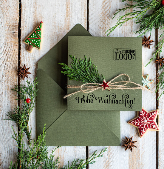 cartes éco Cartes de Noël pour entreprises, Carte de Noël exclusive et durable pour partenaires commerciaux avec logo et texte personnalisé, carte de Noël d'entreprise, Noël professionnel 12/eco/Wkten