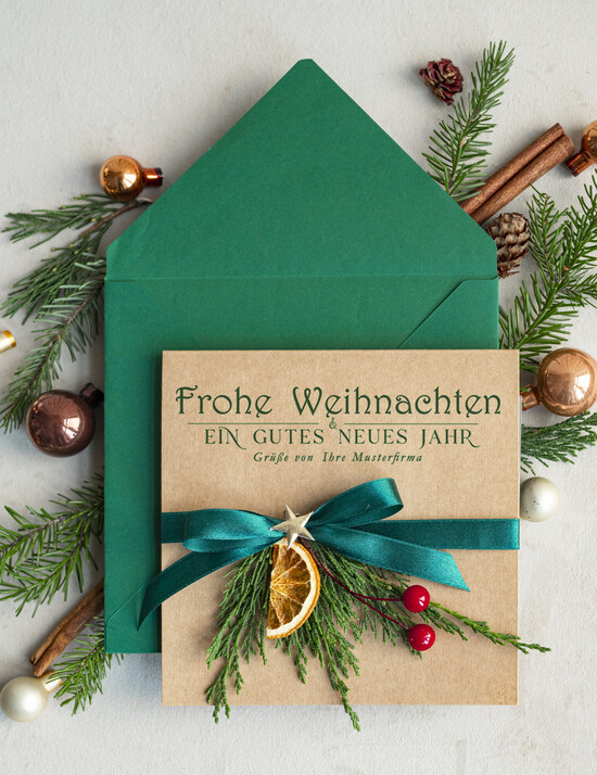 cartes éco Cartes de Noël d'entreprise, Carte de Noël exclusive et durable pour partenaires commerciaux avec logo & texte personnalisé, carte de Noël professionnelle, Noël professionnel 002/eco/Wkten