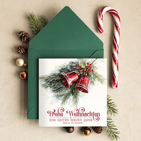 cartes rétro Cartes de Noël rétro pour partenaires commerciaux avec logo Cartes de Noël pour partenaires commerciaux, carte de Noël d'entreprise avec enveloppe, cartes de Noël avec logo d'entreprise et texte 14/retro/Wkten
