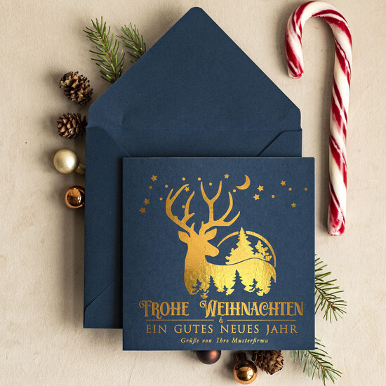 cartes doré Carte de Noël exclusive avec dorure à chaud pour partenaires commerciaux Cartes de Noël avec dorure à chaud, cartes de Noël exclusives pour partenaires commerciaux, carte de Noël d'entreprise élégante, cartes de Noël avec logo 04/glDS/Wkten