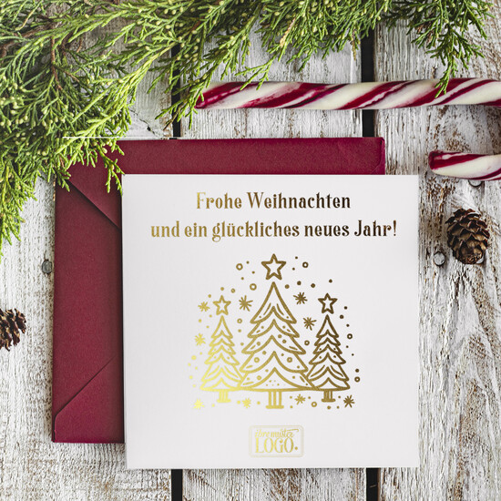 cartes doré Carte de Noël exclusive avec dorure à chaud pour partenaires commerciaux, Cartes de Noël avec dorure à chaud, Cartes de Noël exclusives pour partenaires commerciaux, Carte de Noël d'entreprise élégante, Cartes de Noël avec logo 08/glDS/Wkten