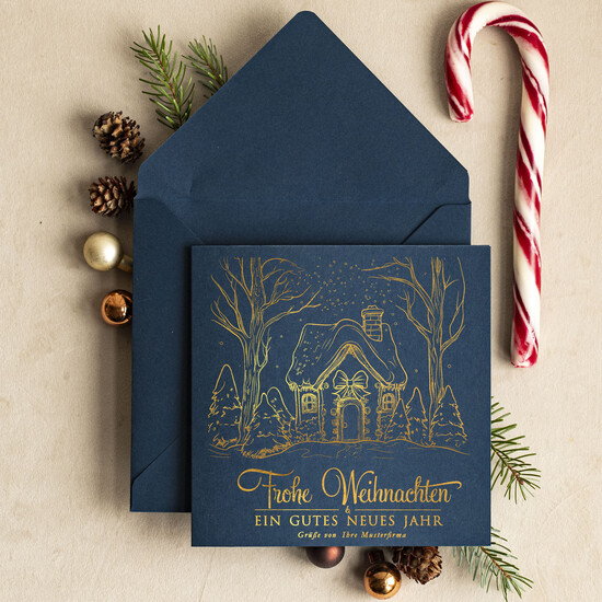 cartes doré Carte de Noël exclusive avec dorure à chaud pour partenaires commerciaux Cartes de Noël avec dorure à chaud, cartes de Noël exclusives pour partenaires commerciaux, carte de Noël d'entreprise élégante, cartes de Noël avec logo 05/glDS/Wkten