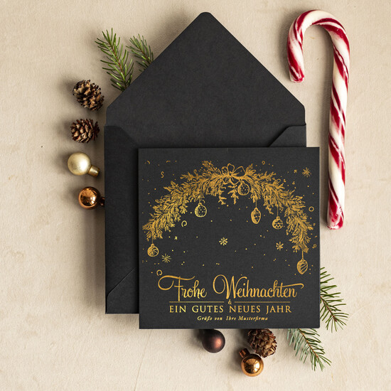 cartes doré Carte de Noël exclusive avec dorure à chaud pour partenaires commerciaux Cartes de Noël avec dorure à chaud, cartes de Noël exclusives pour partenaires commerciaux, carte de Noël d'entreprise élégante, cartes de Noël avec logo 03/glDS/Wkten
