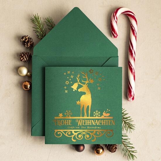 cartes doré Carte de Noël exclusive avec dorure à chaud pour partenaires commerciaux Cartes de Noël avec dorure à chaud, cartes de Noël exclusives pour partenaires commerciaux, carte de Noël d'entreprise élégante, cartes de Noël avec logo 06/glDS/Wkten