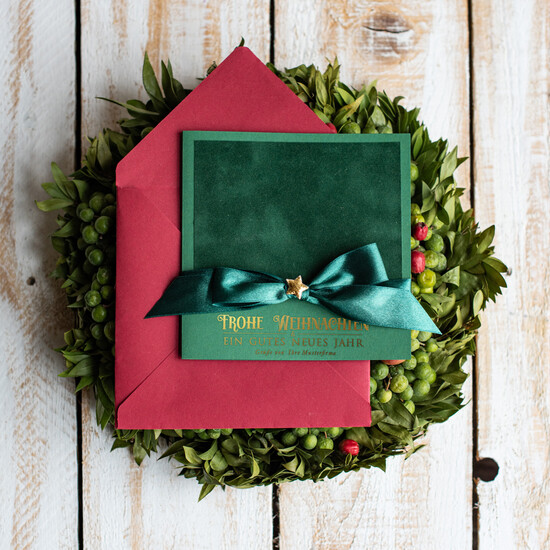 cartes ruban satin doré Cartes de Noël avec dorure à chaud, Cartes de Noël exclusives avec rubans, Cartes de Noël d'entreprise élégantes, Cartes de Noël avec rubans, Cartes de Noël personnalisées pour entreprises 20/stgold/Wkten