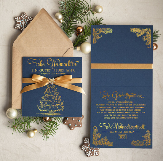 cartes ruban satin doré Cartes de Noël avec dorure à chaud, Cartes de Noël exclusives avec ruban, Carte de Noël d'entreprise raffinée, Cartes de Noël avec ruban satin, Cartes de Noël personnalisées pour entreprises 01/stgold/Wkten