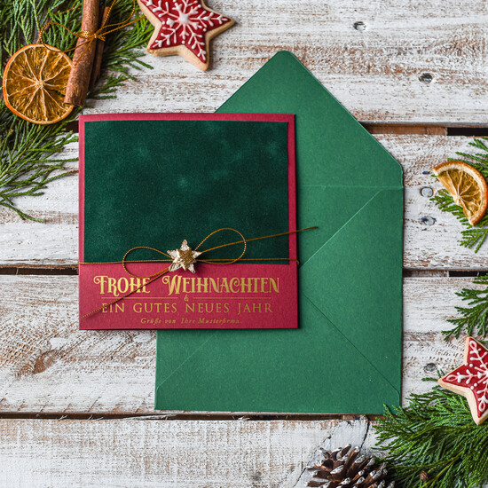 cartes ruban satin doré Cartes de Noël avec dorure à chaud, Cartes de Noël exclusives avec rubans, Cartes de Noël d'entreprise élégantes, Cartes de Noël avec rubans, Cartes de Noël personnalisées pour entreprises 18/stgold/Wkten