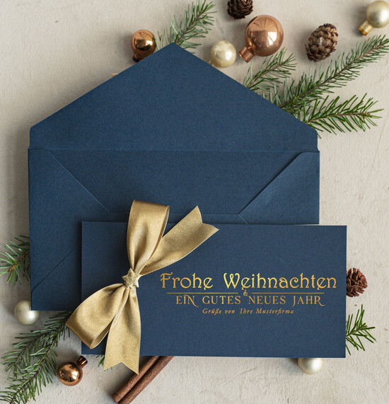 cartes ruban satin doré Cartes de Noël avec dorure à chaud, Cartes de Noël exclusives avec nœud, Carte de Noël d'entreprise élégante, Cartes de Noël avec ruban satin, Cartes de Noël personnalisées pour entreprises 01/stgoldDL/Wkten