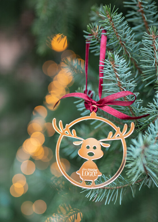 étiquette étiquette dorée Étiquettes de Noël exclusives avec logo d'entreprise personnalisé, pendentif en plexi doré avec ruban, cartes de Noël d'entreprise, avec rubans, personnalisées pour entreprises 03/goldWA/tag