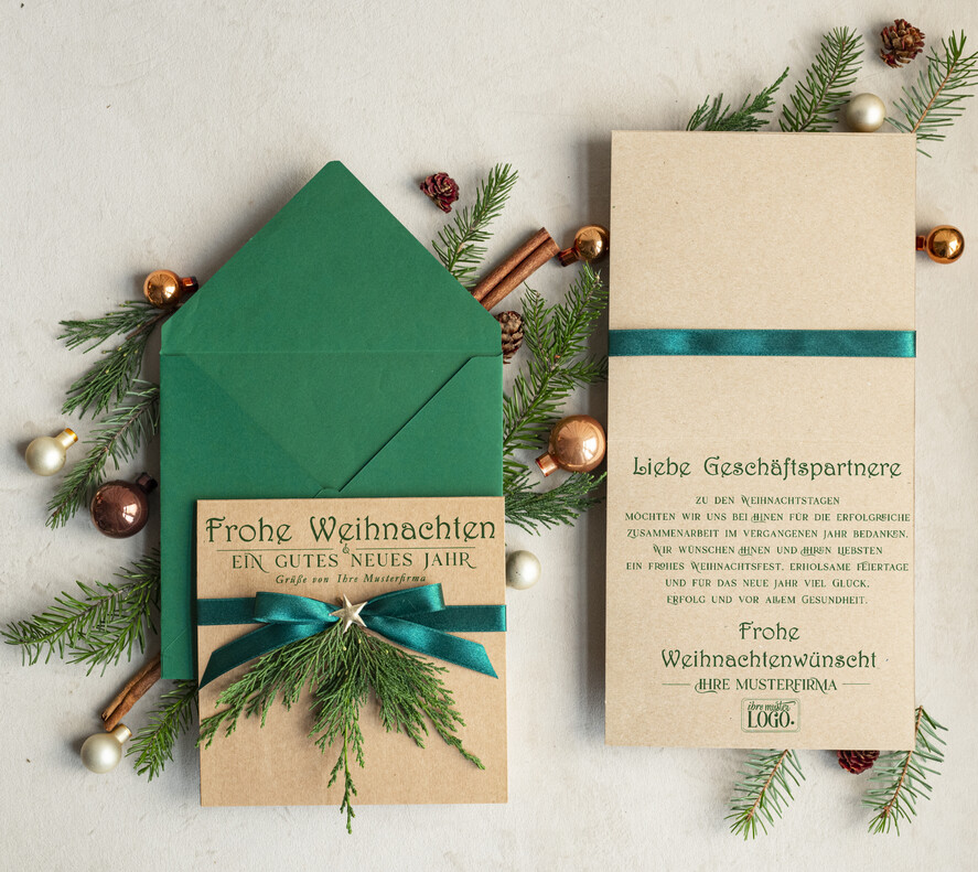 cartes éco Cartes de Noël d'entreprise, Carte de Noël exclusive et durable pour partenaires commerciaux avec logo & texte personnalisé, carte de Noël professionnelle, Noël professionnel