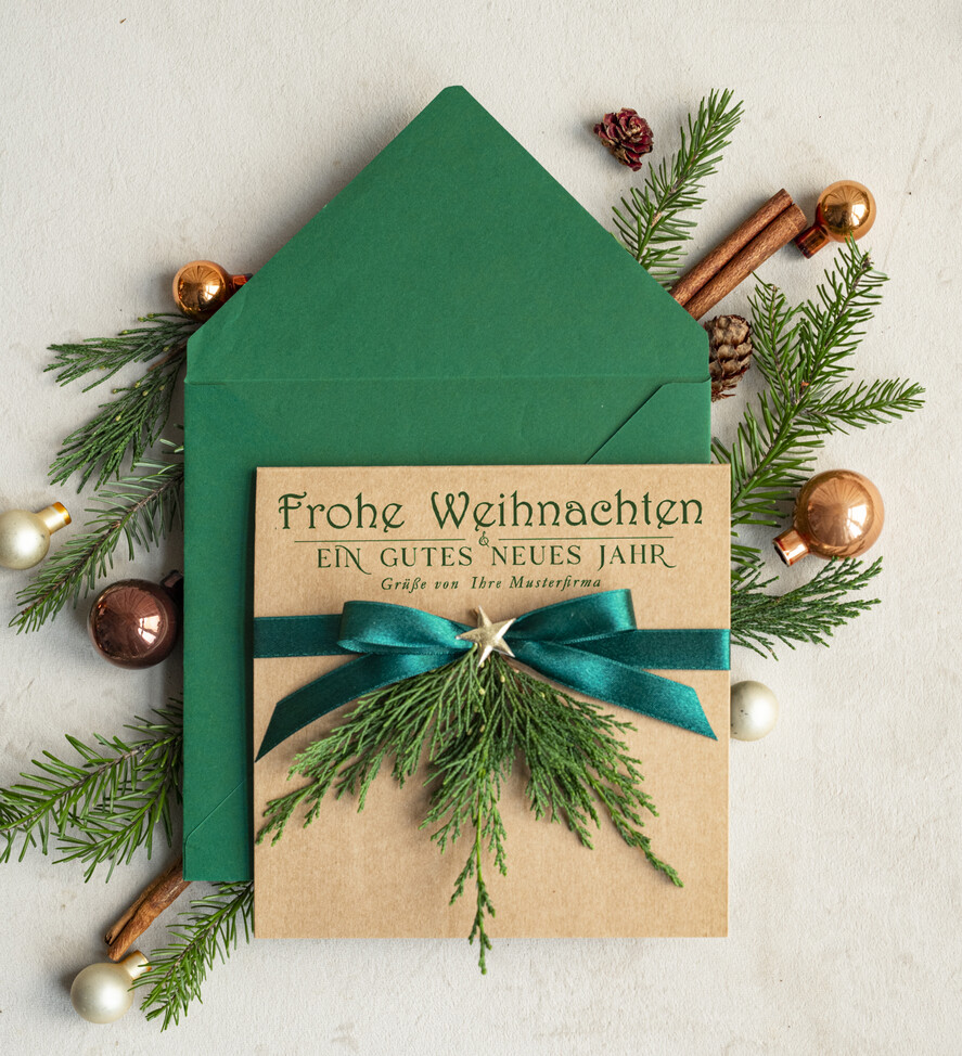 cartes éco Cartes de Noël d'entreprise, Carte de Noël exclusive et durable pour partenaires commerciaux avec logo & texte personnalisé, carte de Noël professionnelle, Noël professionnel