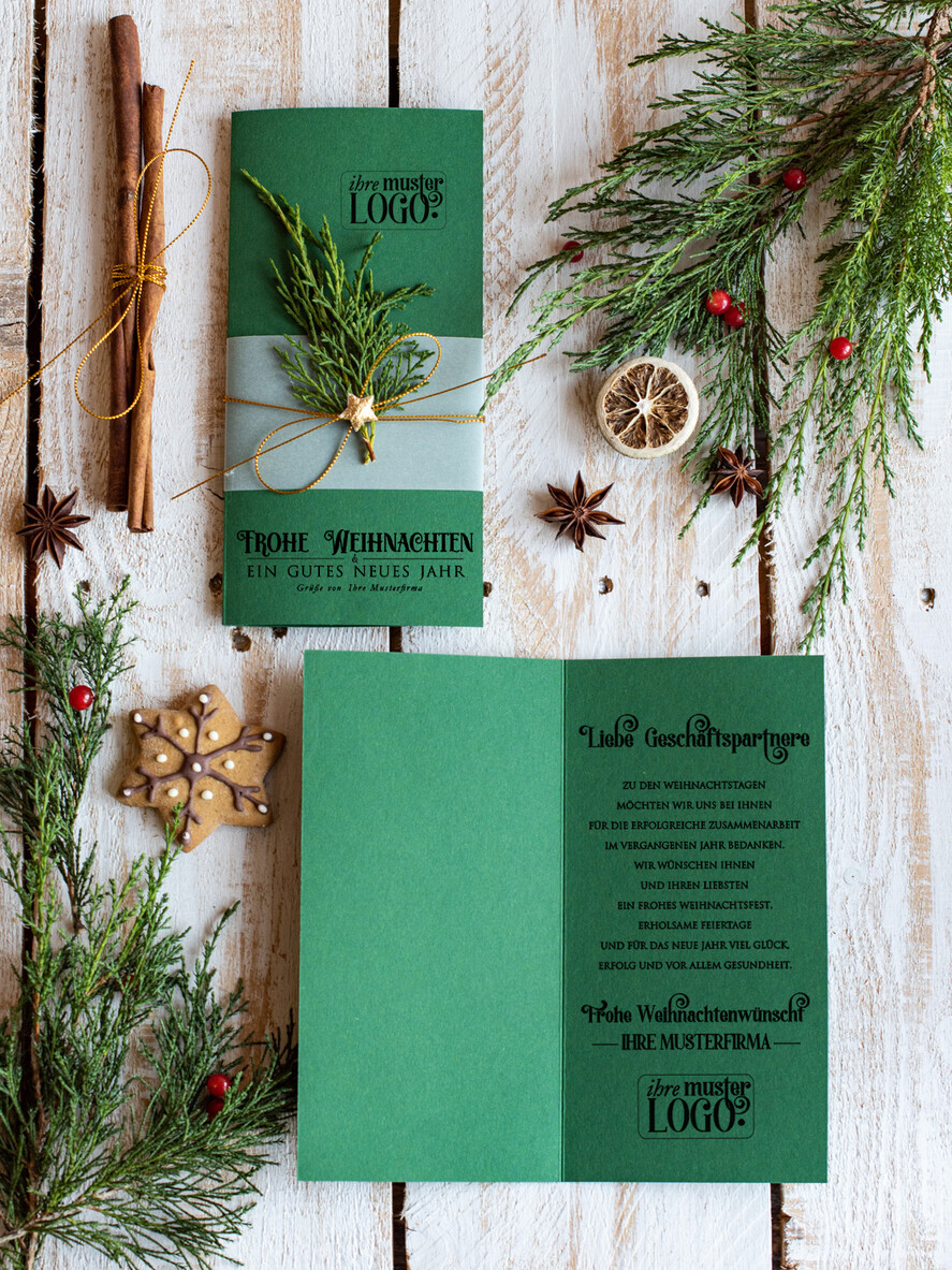 cartes éco Cartes de Noël pour entreprises, Carte de Noël exclusive et durable pour partenaires commerciaux avec logo et texte personnalisé, carte de Noël d'entreprise, Noël professionnel