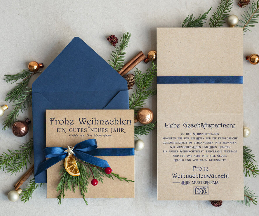 cartes éco Cartes de Noël d'entreprise, Carte de Noël exclusive et durable pour partenaires commerciaux avec logo & texte personnalisé, carte de Noël professionnelle, Noël professionnel