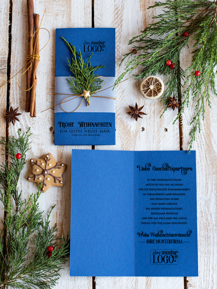 cartes éco Cartes de Noël pour entreprises, Carte de Noël exclusive et durable pour partenaires commerciaux avec logo et texte personnalisé, carte de Noël d'entreprise, Noël professionnel