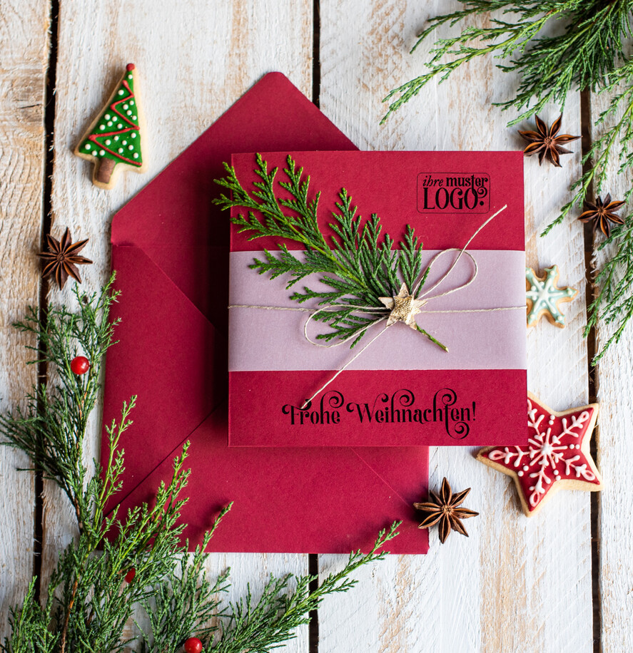 cartes éco Cartes de Noël pour entreprises, Carte de Noël exclusive et durable pour partenaires commerciaux avec logo & texte personnalisé, carte de Noël d'entreprise, Noël professionnel
