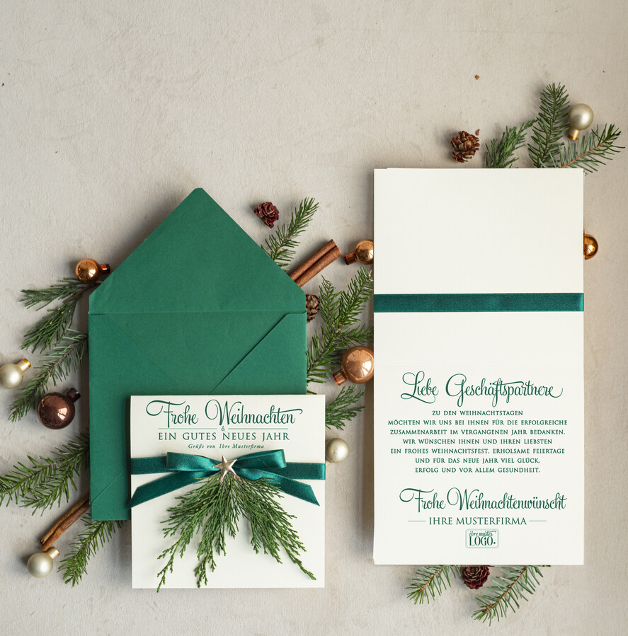 cartes éco Cartes de Noël pour entreprises, Carte de Noël exclusive et durable pour partenaires commerciaux avec logo & texte personnalisé, carte de Noël d'entreprise, Noël professionnel