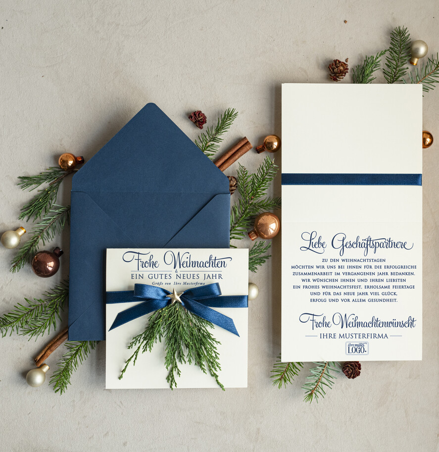 cartes éco Cartes de Noël pour entreprises, Carte de Noël exclusive et durable pour partenaires commerciaux avec logo & texte personnalisé, carte de Noël d'entreprise, Noël professionnel