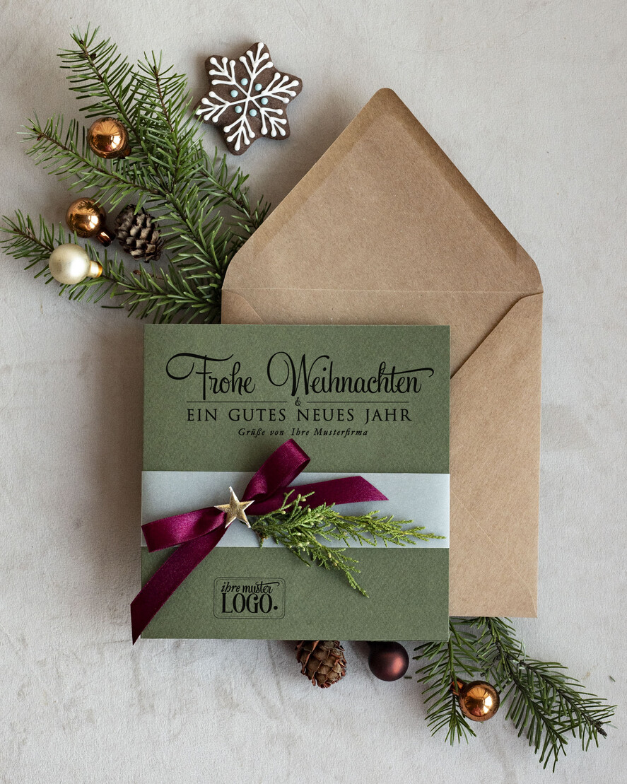cartes éco Cartes de Noël d'entreprise, Carte de Noël exclusive et durable pour partenaires commerciaux avec logo & texte personnalisé, carte de Noël professionnelle, Noël en entreprise