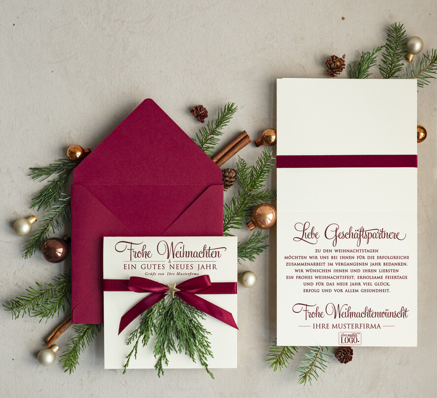 cartes éco Cartes de Noël pour entreprises, Carte de Noël exclusive et durable pour partenaires commerciaux avec logo & texte personnalisé, carte de Noël d'entreprise, Noël professionnel