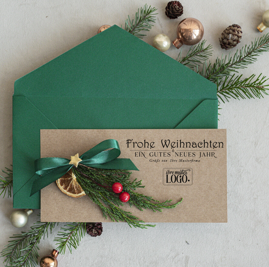 cartes éco Cartes de Noël pour entreprises, Carte de Noël exclusive et durable pour partenaires commerciaux avec logo et texte personnalisé, carte de Noël d'entreprise, Noël professionnel