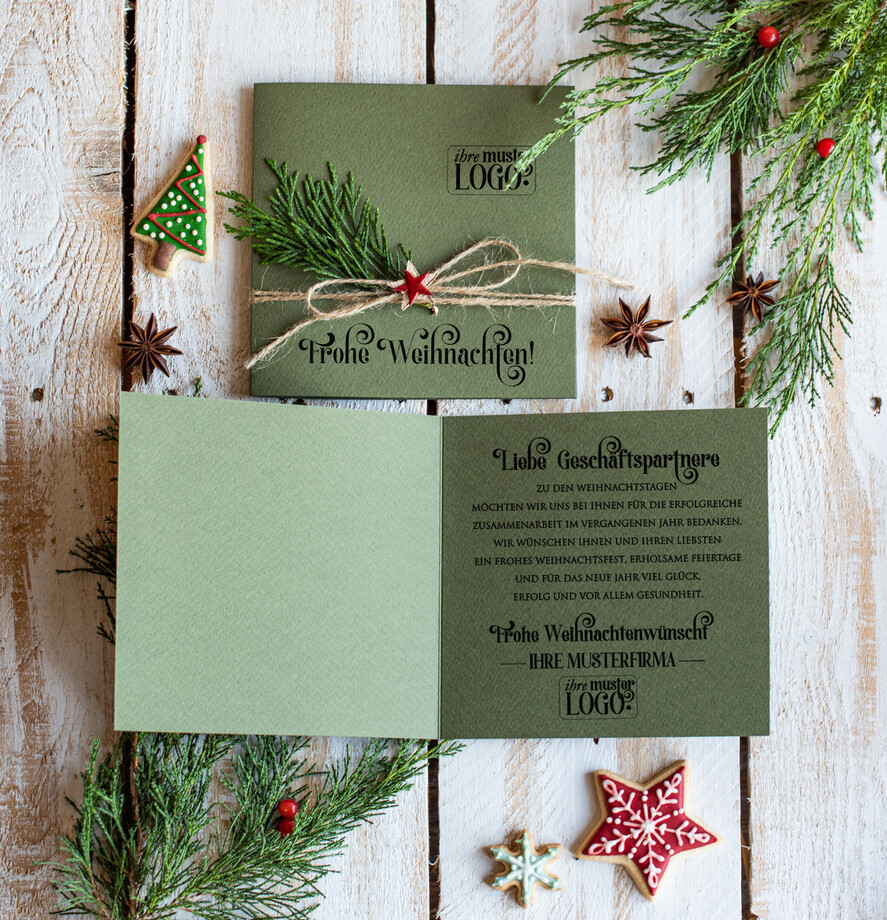 cartes éco Cartes de Noël pour entreprises, Carte de Noël exclusive et durable pour partenaires commerciaux avec logo et texte personnalisé, carte de Noël d'entreprise, Noël professionnel