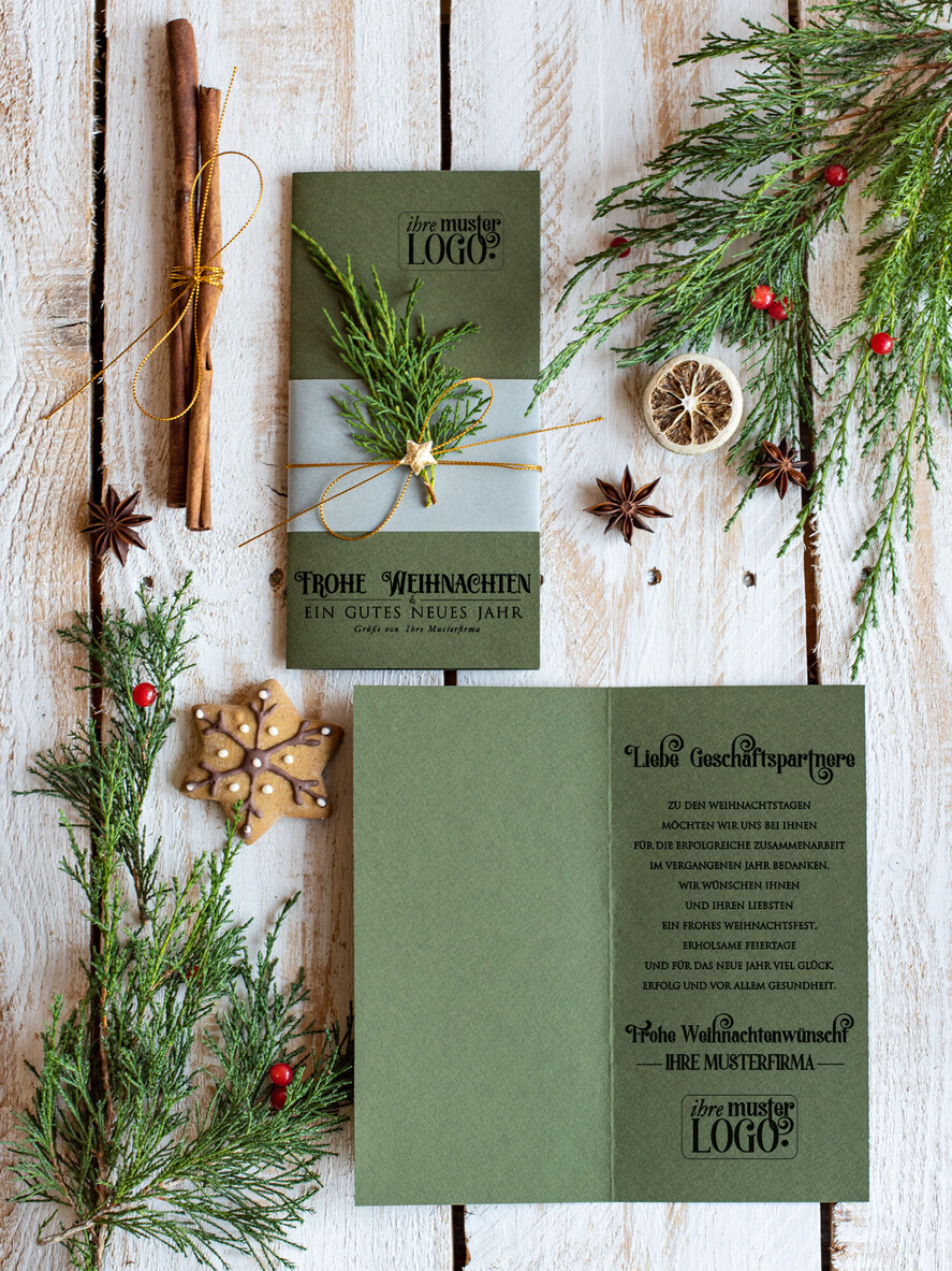 cartes éco Cartes de Noël pour entreprises, Carte de Noël exclusive et durable pour partenaires commerciaux avec logo et texte personnalisé, carte de Noël d'entreprise, Noël professionnel