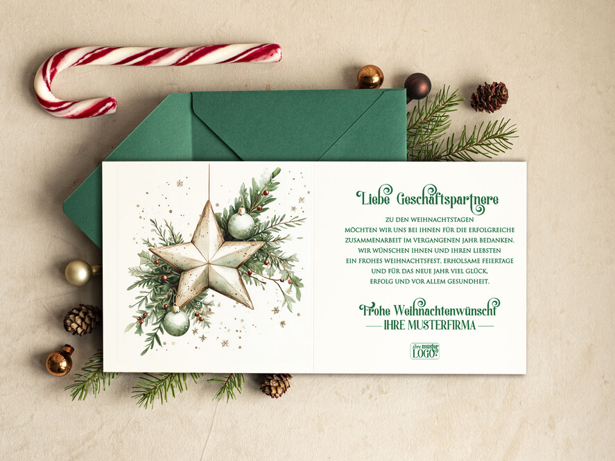 cartes rétro Cartes de Noël rétro pour partenaires commerciaux avec logo Cartes de Noël pour partenaires commerciaux, carte de Noël d'entreprise avec enveloppe, cartes de Noël avec logo d'entreprise et texte