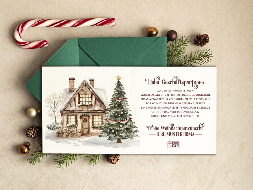 cartes rétro Cartes de Noël rétro pour partenaires commerciaux avec logo Cartes de Noël pour partenaires commerciaux, carte de Noël d'entreprise avec enveloppe, cartes de Noël avec logo d'entreprise et texte