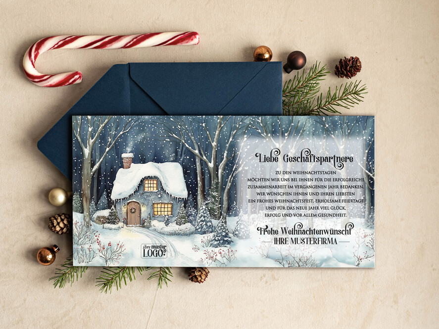 cartes rétro Cartes de Noël rétro pour partenaires commerciaux avec logo, Cartes de Noël pour partenaires commerciaux, Carte de Noël d'entreprise avec enveloppe, Cartes de Noël avec logo d'entreprise et texte