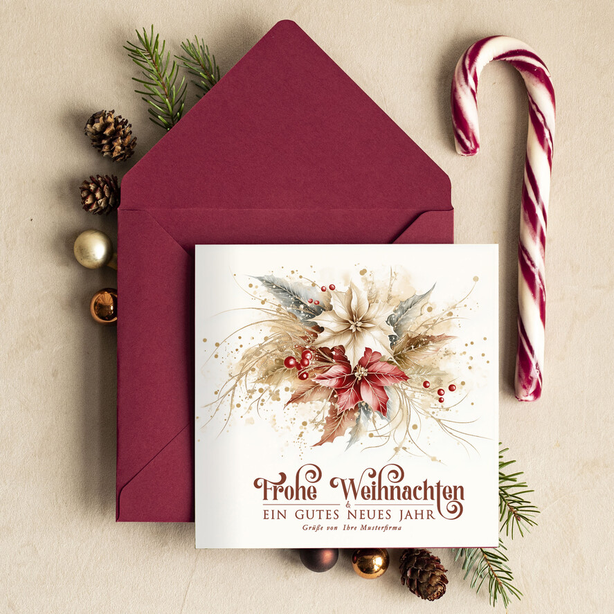 cartes rétro Cartes de Noël rétro pour partenaires commerciaux avec logo, Cartes de Noël pour partenaires commerciaux, Carte de Noël d'entreprise avec enveloppe, Cartes de Noël avec logo d'entreprise et texte