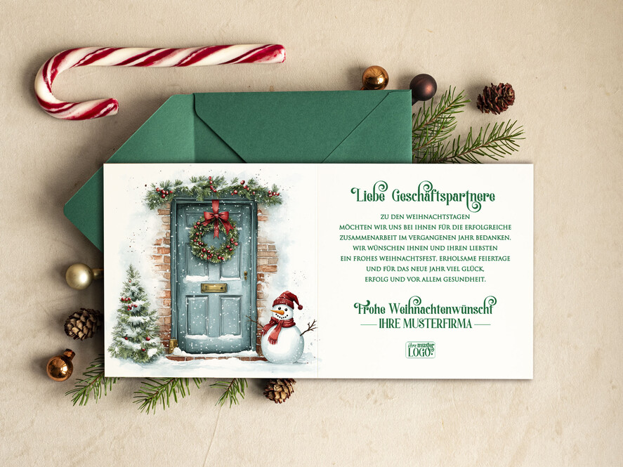 cartes rétro Cartes de Noël rétro pour partenaires commerciaux avec logo Cartes de Noël pour partenaires commerciaux, carte de Noël d'entreprise avec enveloppe, cartes de Noël avec logo d'entreprise et texte