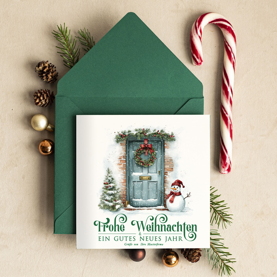 cartes rétro Cartes de Noël rétro pour partenaires commerciaux avec logo Cartes de Noël pour partenaires commerciaux, carte de Noël d'entreprise avec enveloppe, cartes de Noël avec logo d'entreprise et texte