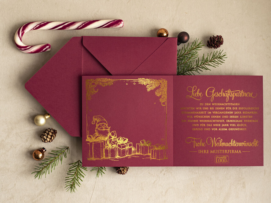 cartes doré Carte de Noël exclusive avec dorure à chaud pour partenaires commerciaux Cartes de Noël avec dorure à chaud, cartes de Noël exclusives pour partenaires commerciaux, carte de Noël d'entreprise élégante, cartes de Noël avec logo