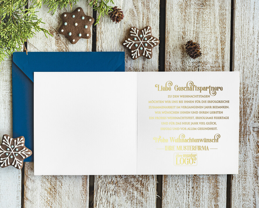 cartes doré Carte de Noël exclusive avec dorure à chaud pour partenaires commerciaux, Cartes de Noël avec dorure à chaud, Cartes de Noël exclusives pour partenaires commerciaux, Carte de Noël d'entreprise élégante, Cartes de Noël avec logo