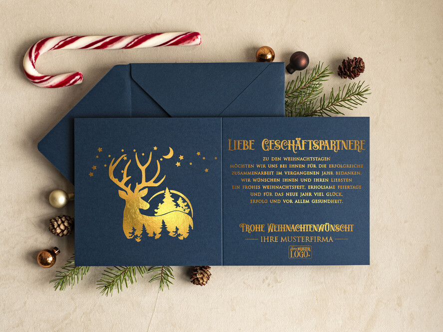 cartes doré Carte de Noël exclusive avec dorure à chaud pour partenaires commerciaux Cartes de Noël avec dorure à chaud, cartes de Noël exclusives pour partenaires commerciaux, carte de Noël d'entreprise élégante, cartes de Noël avec logo