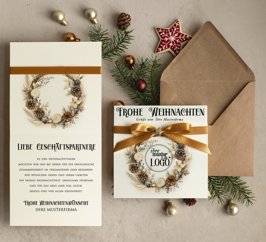 cartes ruban satin Cartes de Noël avec nœud – cartes de Noël exclusives et décoratives avec ruban satin pour entreprises et partenaires commerciaux