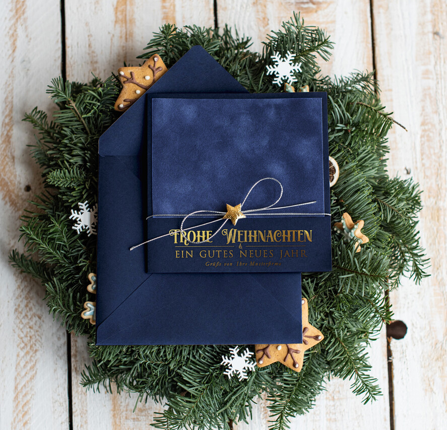cartes ruban satin doré Cartes de Noël avec dorure à chaud, Cartes de Noël exclusives avec nœuds, Cartes de Noël d'entreprise élégantes, Cartes de Noël avec rubans, Cartes de Noël personnalisées pour entreprises