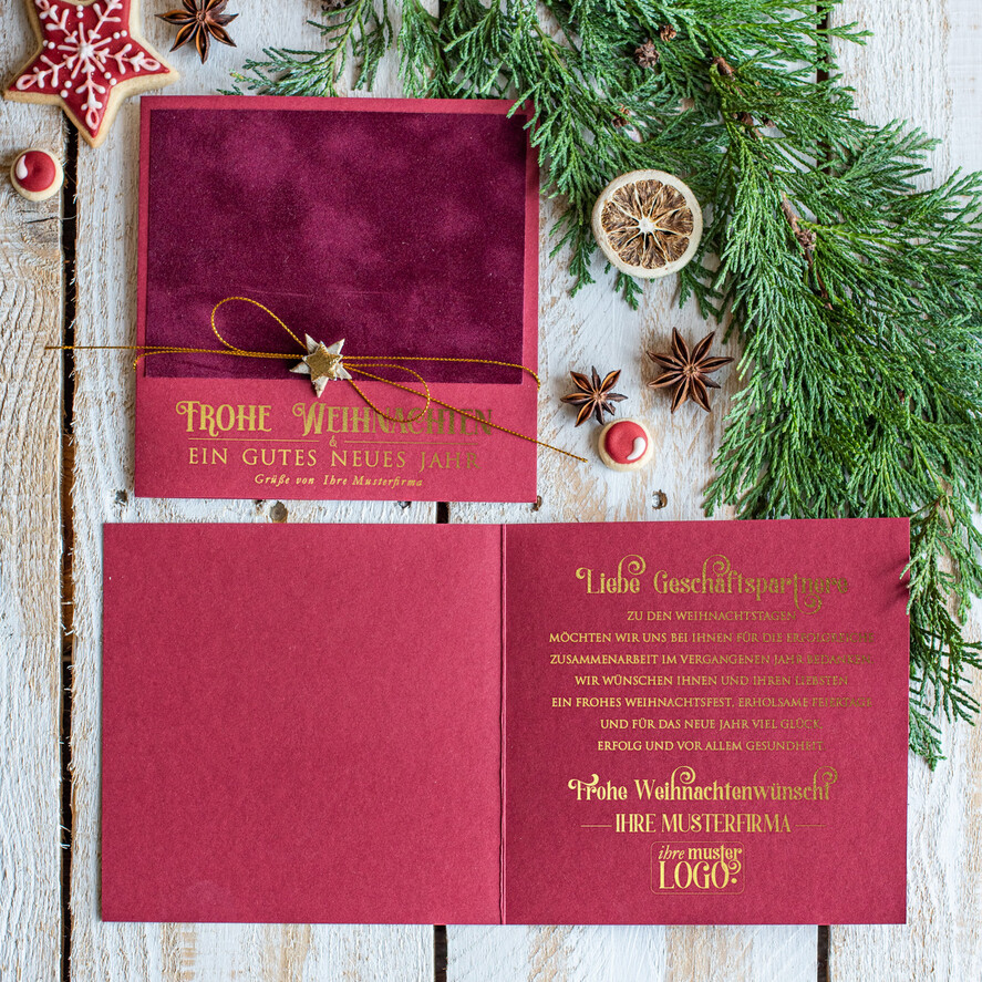 cartes ruban satin doré Cartes de Noël avec dorure à chaud, Cartes de Noël exclusives avec rubans, Cartes de Noël d'entreprise élégantes, Cartes de Noël avec rubans, Cartes de Noël personnalisées pour entreprises