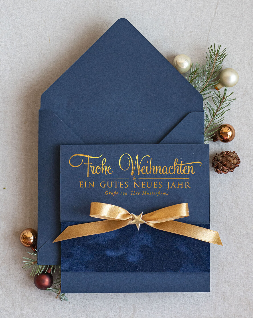 cartes ruban satin doré Cartes de Noël avec dorure à chaud, Cartes de Noël exclusives avec ruban, Carte de Noël d'entreprise raffinée, Cartes de Noël avec ruban satin, Cartes de Noël personnalisées pour entreprises