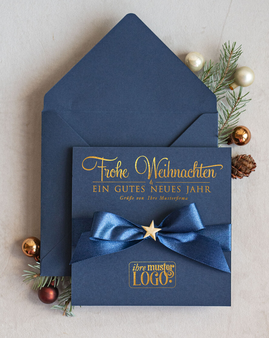 cartes ruban satin doré Cartes de Noël avec dorure à chaud, Cartes de Noël exclusives avec ruban, Carte de Noël d'entreprise raffinée, Cartes de Noël avec ruban satin, Cartes de Noël personnalisées pour entreprises